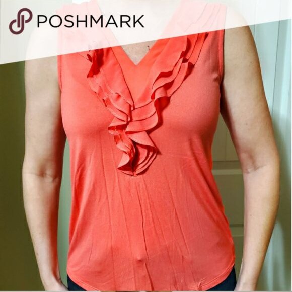 RW&Co Salmon Coral Pink Sleeveless Top. - Picture 1 of 8